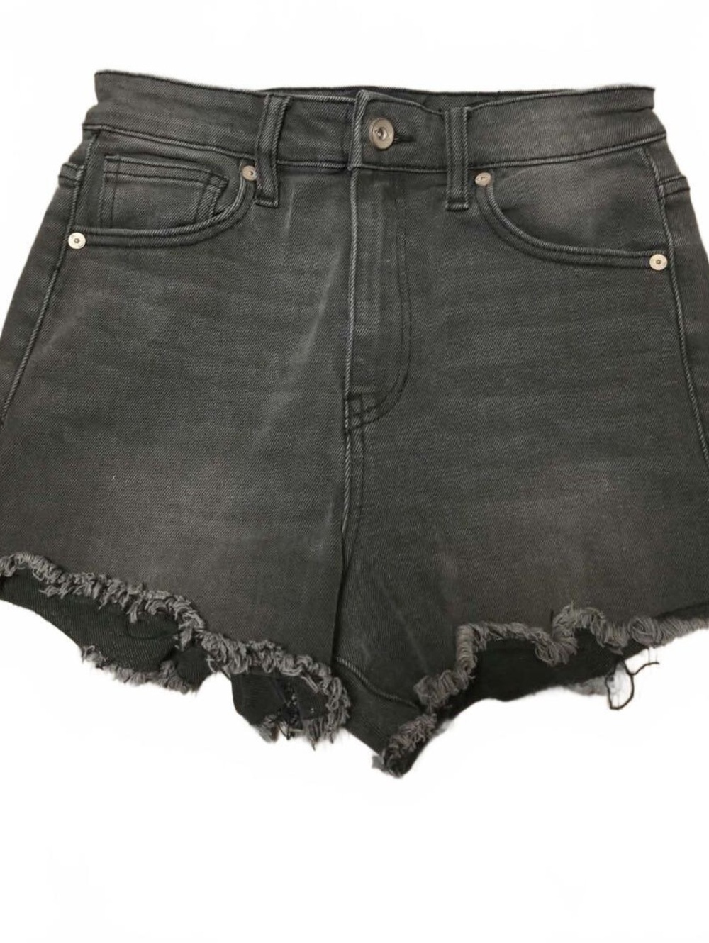 Kendall + Kylie Black Distressed Denim Shorts with Frayed Hem